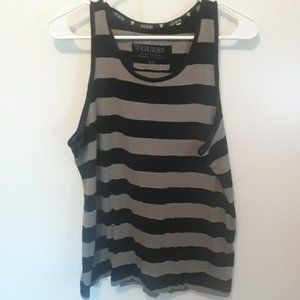 GUESS Women's White & Black Striped Sleeveless Top Size S